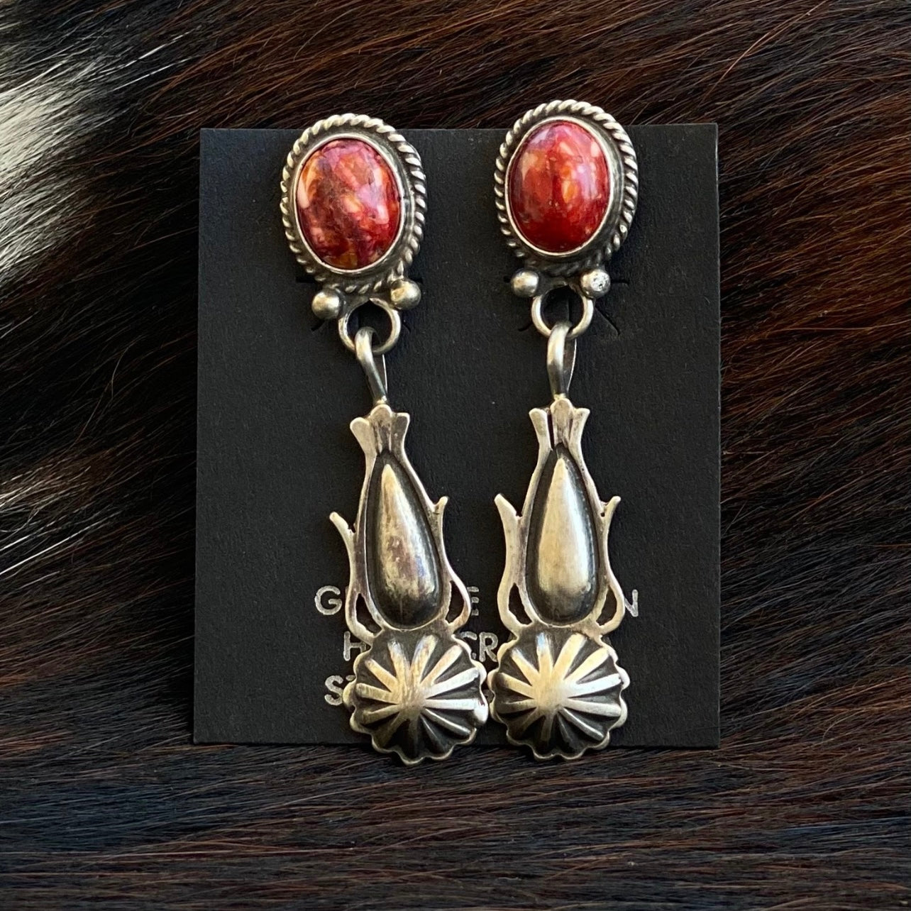 Red Spiny Post Earrings